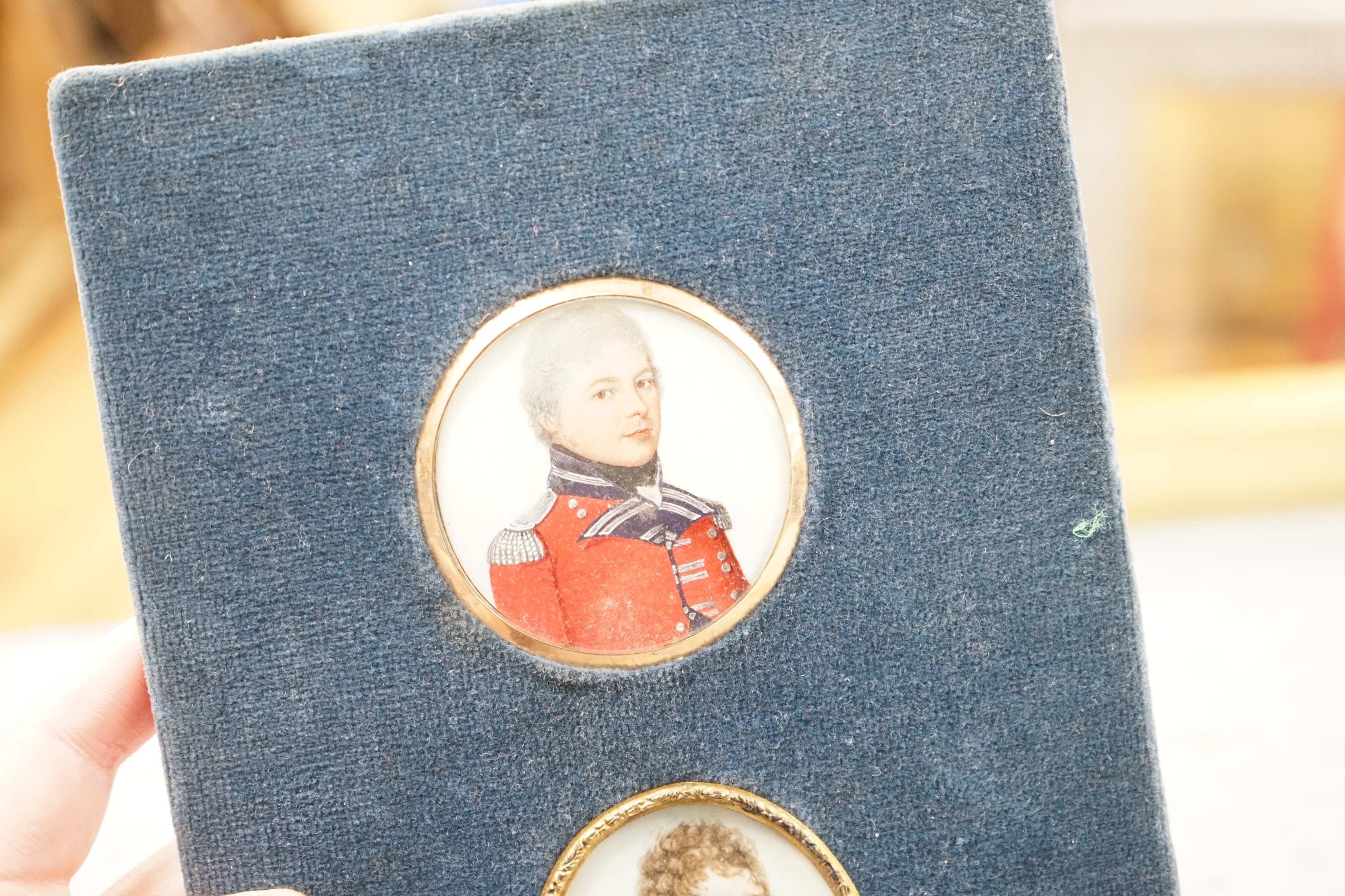 Of Military interest: five portrait miniatures relating to the Roome Family. To include the subjects of: General William Roome (1771-1845), General Frederick Roome (1783-1845), Caroline Roome, all three watercolour on iv